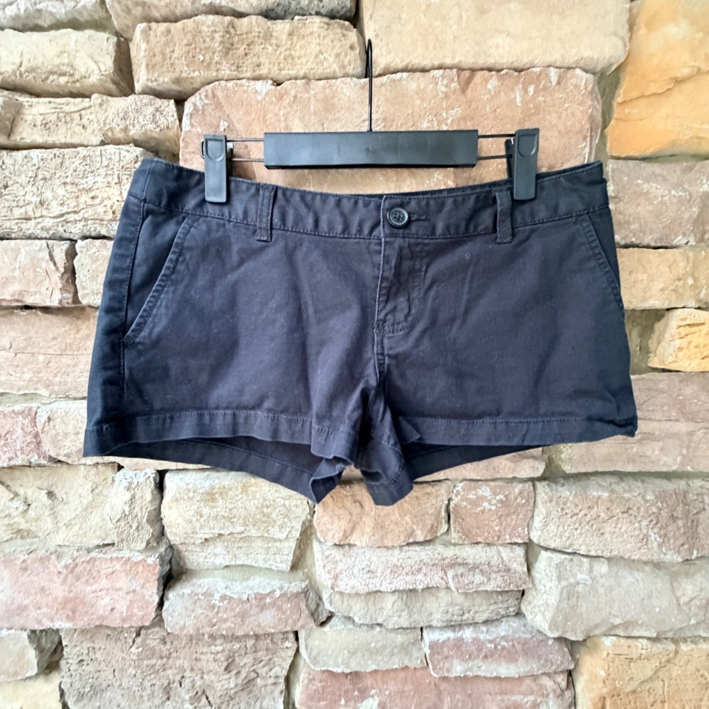 VTG Y2K Mossimo Womens 9 Fit 6 Micro Mini Shorts Low Rise Black Cotton Chino